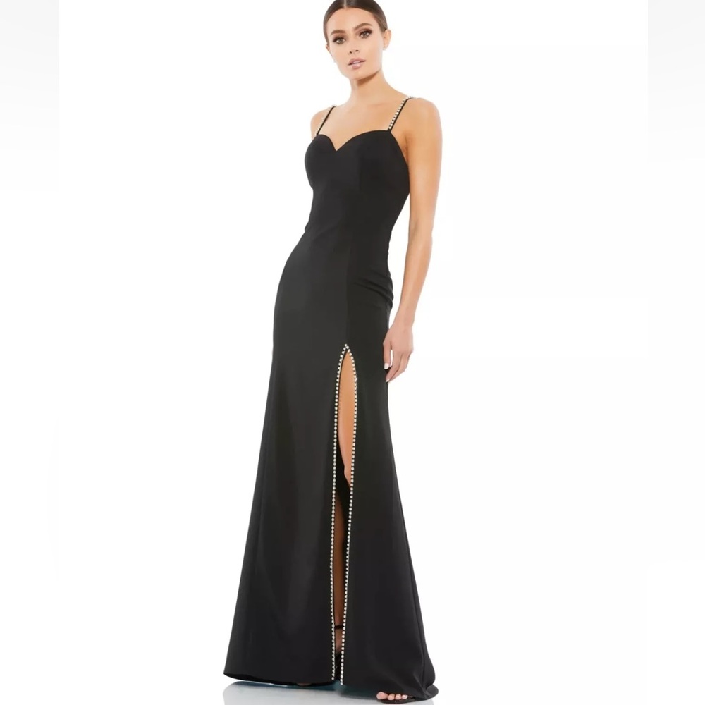 Ieena for Mac Duggal 70220 Beaded Slit Sweetheart Neck Dress